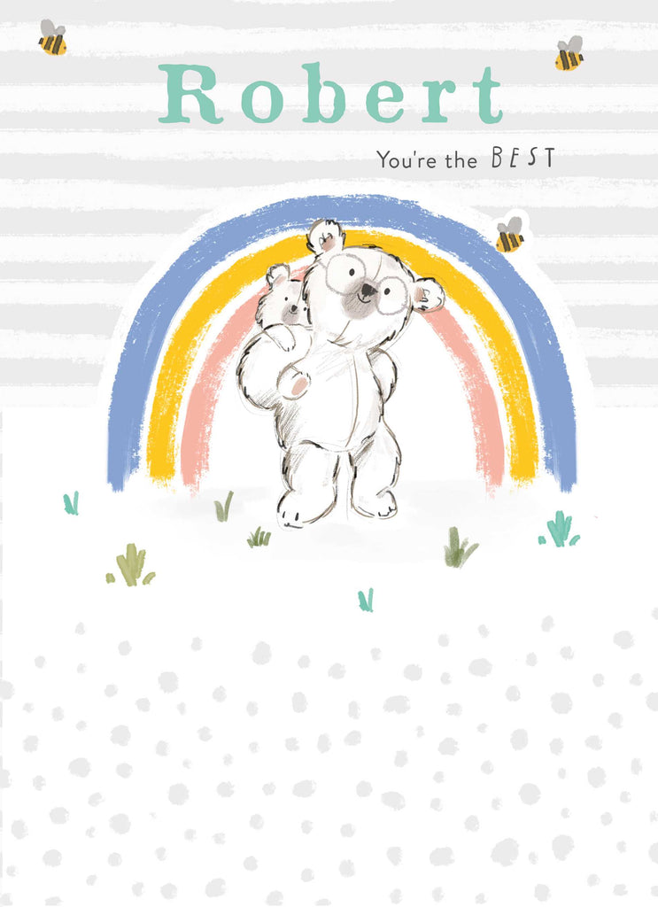 Grandad Cute Bear Rainbow Custom Birthday
