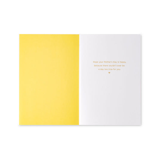 Hallmark Signature Mother's Day Card - You Are My Sunshine, inside view featuring yellow and white design with heartfelt message.