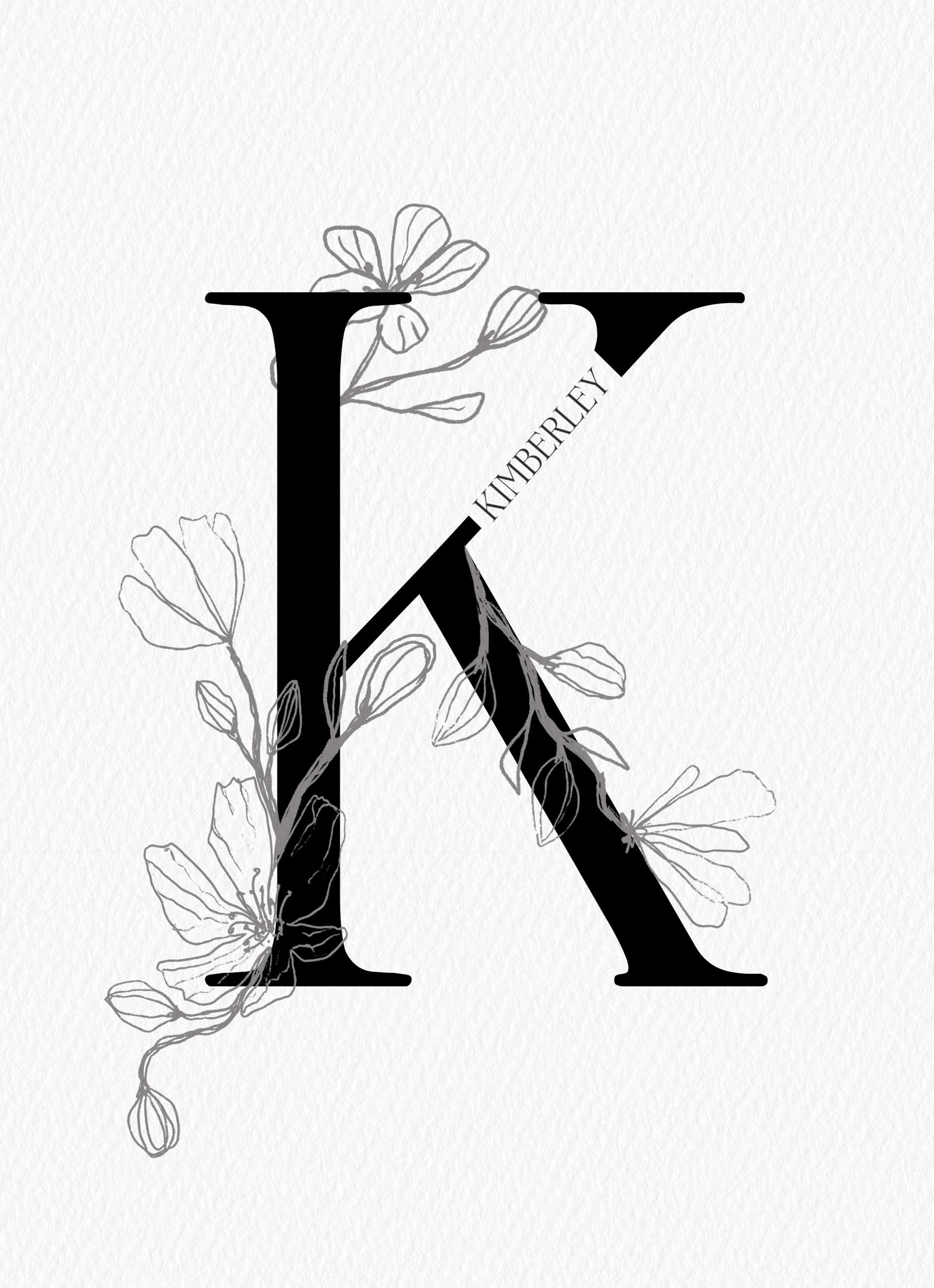 Contemporary Editable Initial Illustrated Letter K