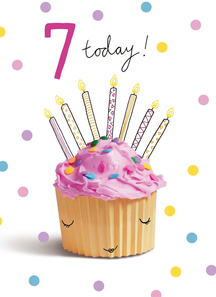 Cute Cupcake Candles 7th Birthday Kids