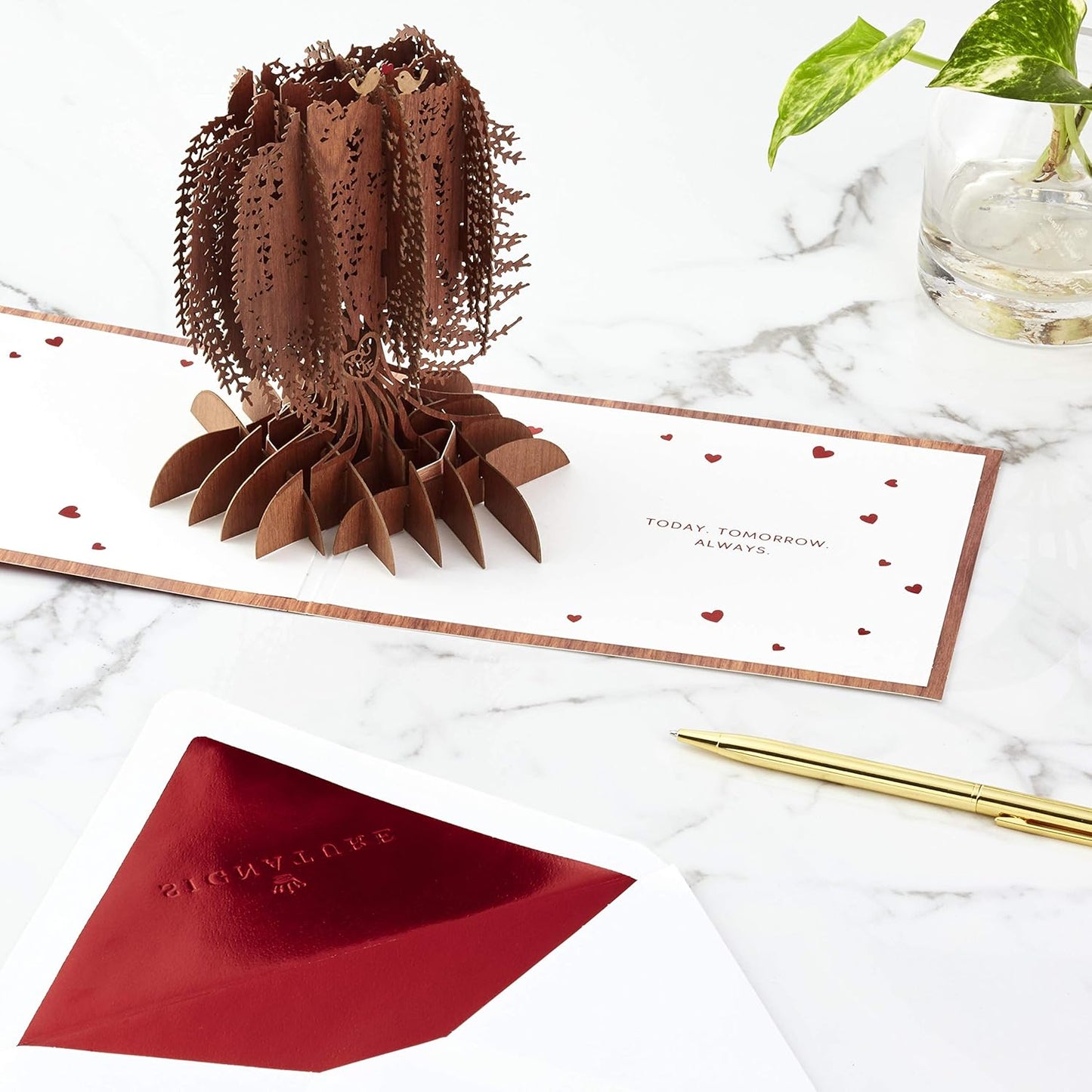 Hallmark Signature Paper Wonder Wood Pop Up Anniversary Card, Romantic Birthday Card, Love Card (Tree) with 3D tree pop-up detail.