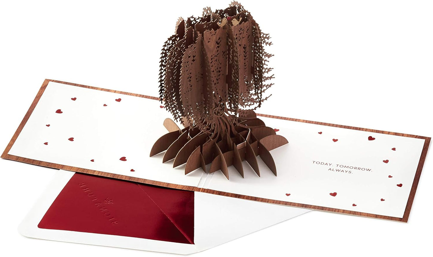 Hallmark Signature Paper Wonder Wood Pop Up Anniversary Card, romantic birthday card featuring intricate tree pop-up and heartfelt message.