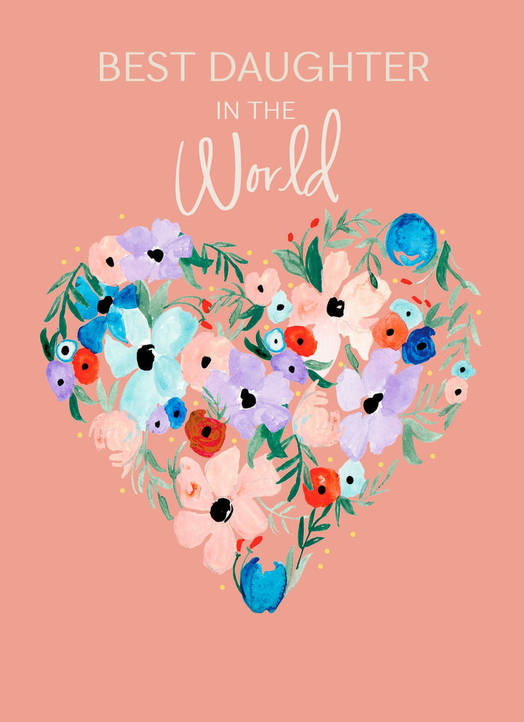 Daughter Multicoloured Flower Love Heart Pattern
