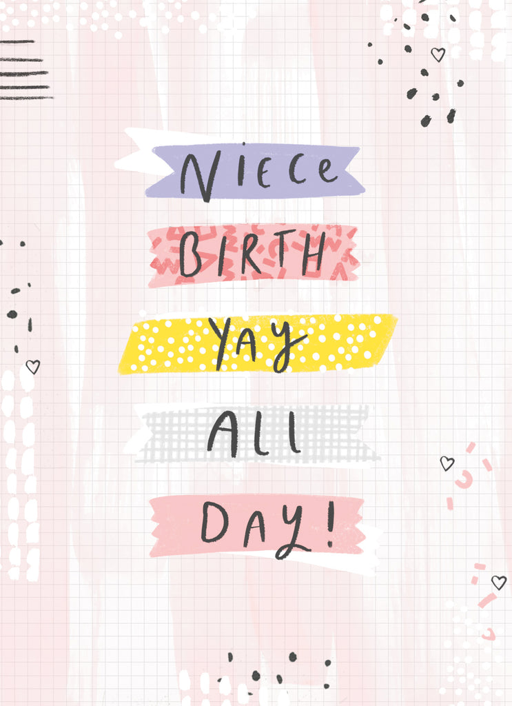 Contemporary Niece Birthday Colour Stripe Text Yay