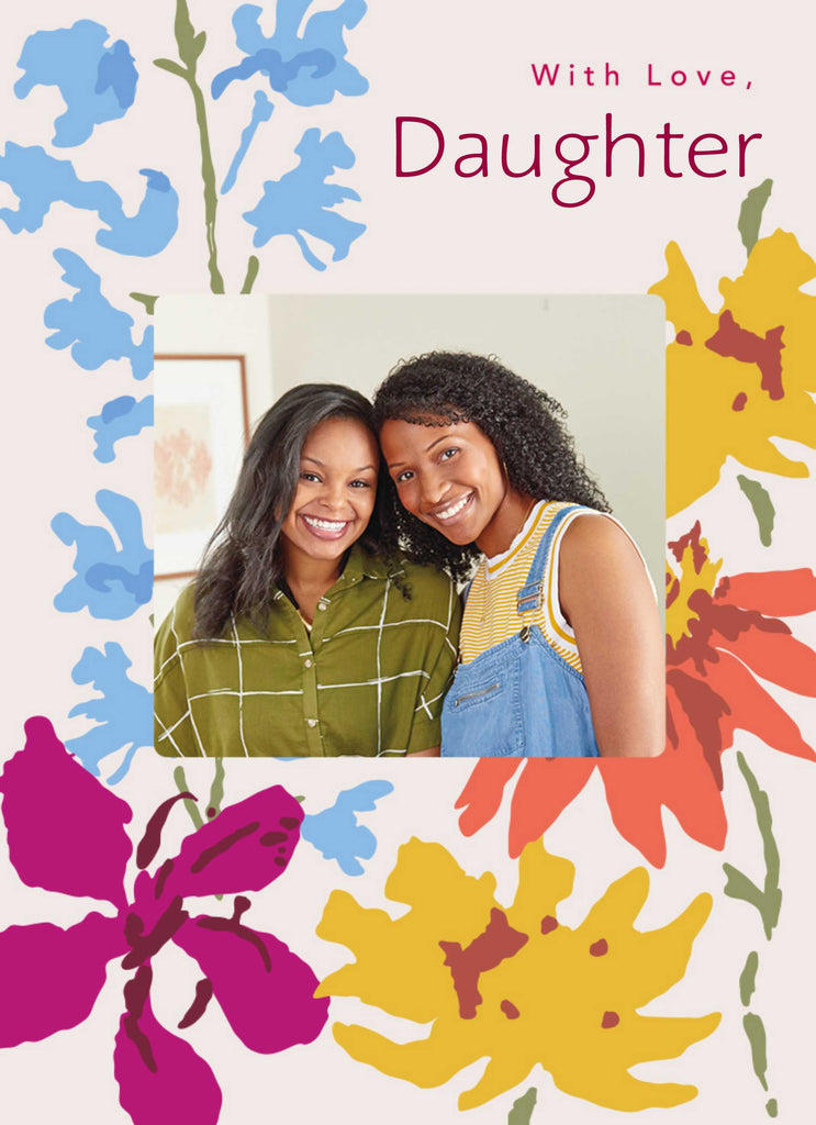 Daughter Classic Photo Upload Floral Square Frame