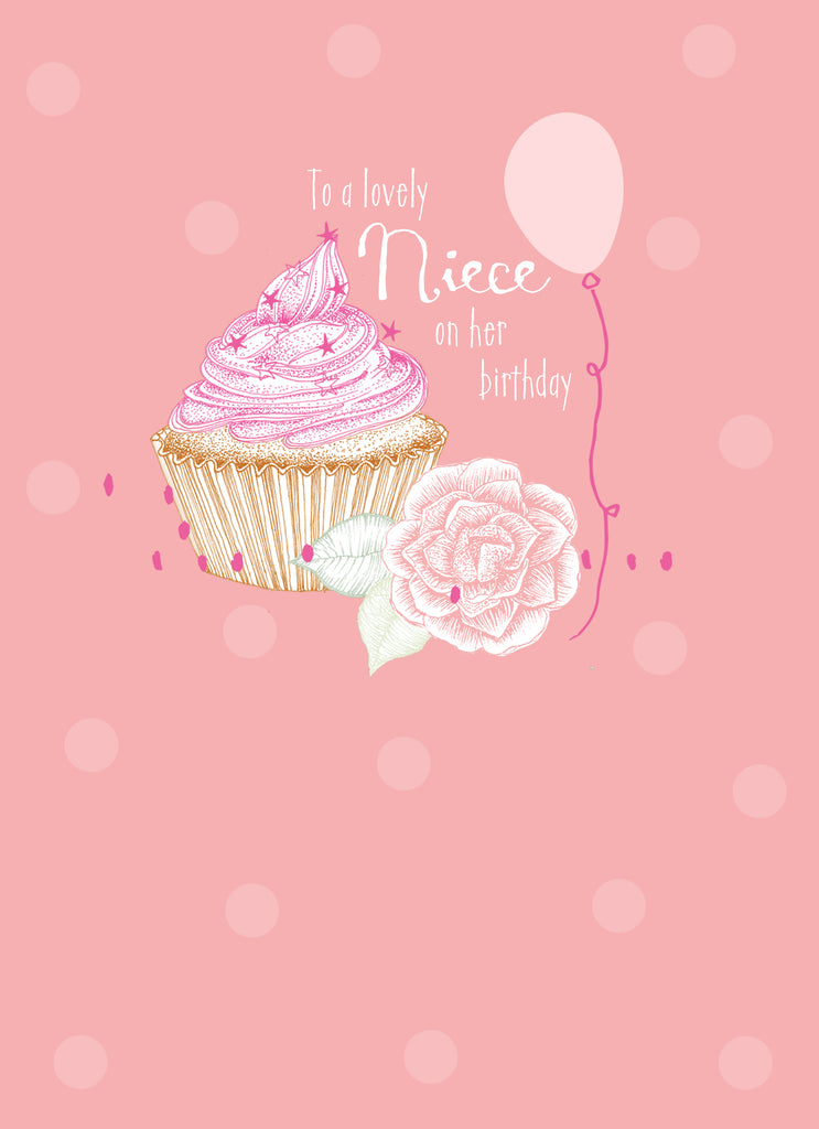 Classic Niece Birthday Cupcake Rose Balloon