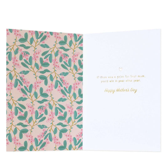 Hallmark Signature Mother's Day Card - Best Mum Ever, open view, featuring floral design inside and gold-foil message.