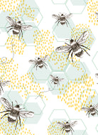 Bumble Bees Flowers Pattern