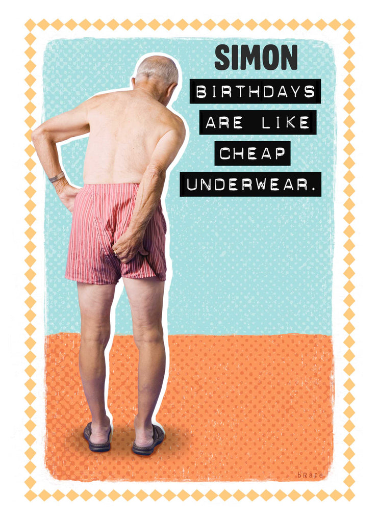 Funny Illustrated Editable Birthdays Are Like Cheap Underwear