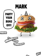 Funny Birthday Editable Photographic Burger Party Your Buns Off