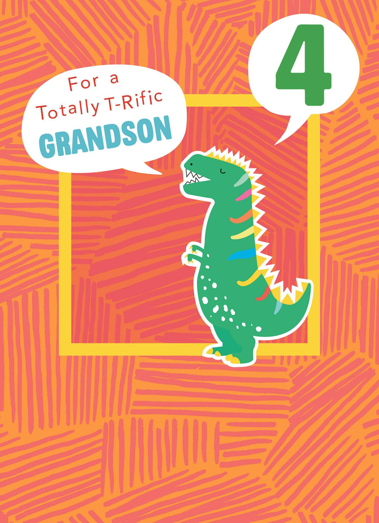 Grandson Dinosaur Custom Kids Birthday Card