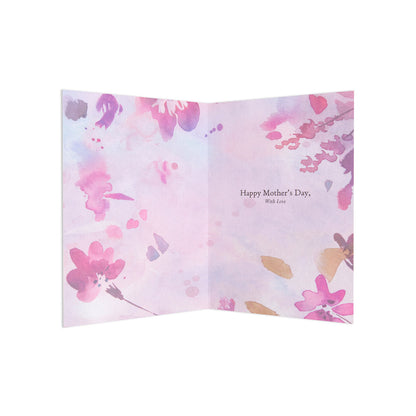 Hallmark Mother's Day Card - Watercolour floral, opened view, featuring a pastel floral design and heartfelt message inside.