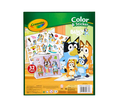 Crayola Color & Sticker book for kids with cartoon characters on a white background
