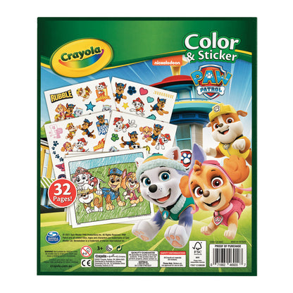 Crayola Color & Sticker book featuring Paw Patrol on a white background