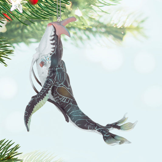 Avatar: The Way of Water Payakan the Tulkun — Hallmark Keepsake Christmas Ornament hanging on a pine tree branch, showcasing intricate details.