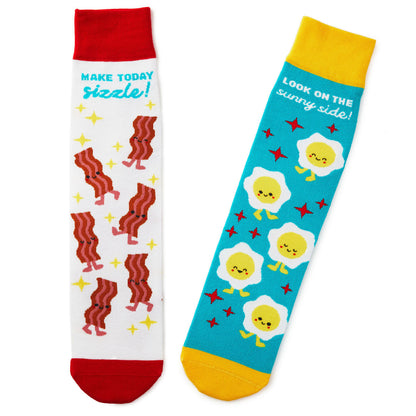 Bacon and Eggs Funny Crew Socks - Better Together