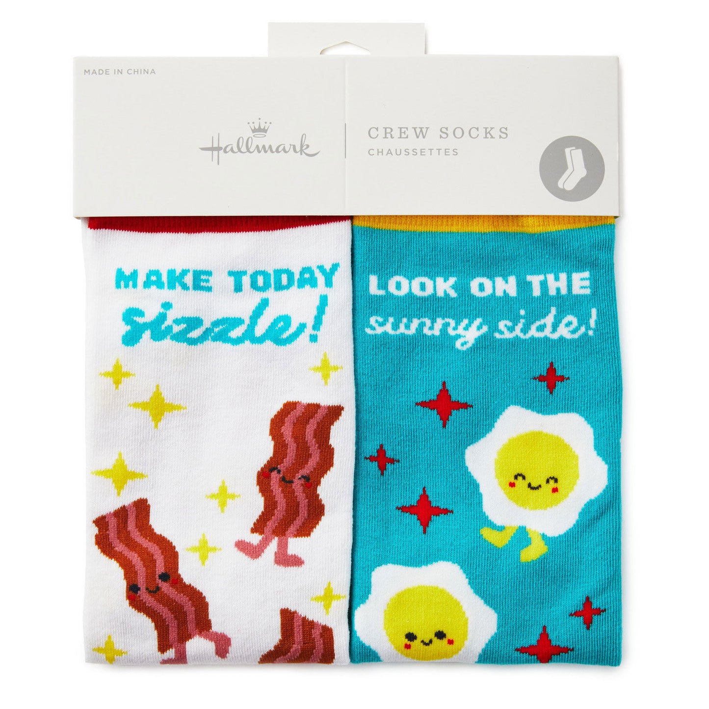 Bacon and Eggs Funny Crew Socks - Better Together