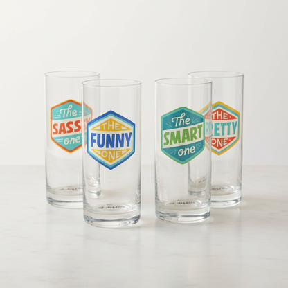 Badges of Honor Funny Drinking Glasses, Set of 4