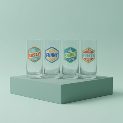 Badges of Honor Funny Drinking Glasses, Set of 4