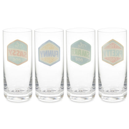 Badges of Honor Funny Drinking Glasses, Set of 4