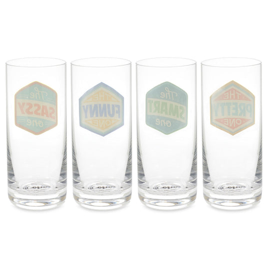 Badges of Honor Funny Drinking Glasses, Set of 4