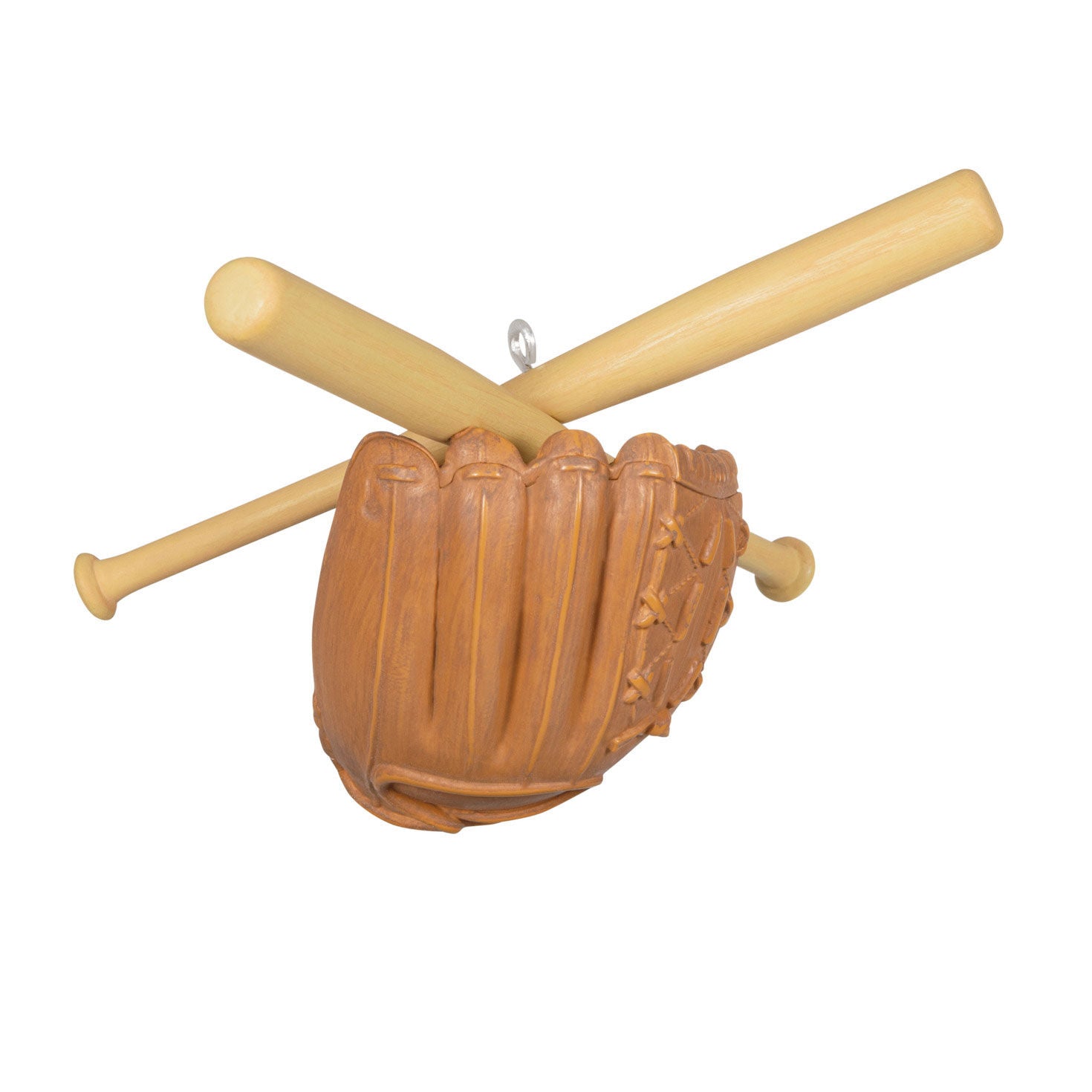 Baseball Star — Hallmark Keepsake Christmas Ornament with catcher's mitt and crossed baseball bats, detailed design, holiday decoration