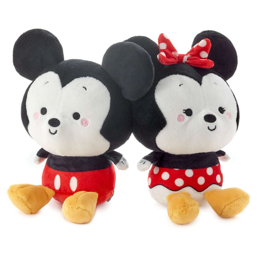 Better Together Disney Mickey and Minnie Magnetic Plush, 5" in a close-up view, featuring detailed embroidered faces and weighted bodies.