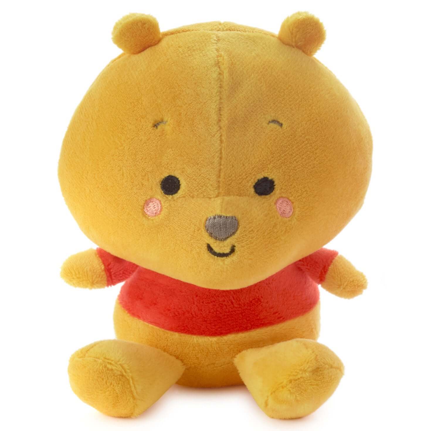 Better Together Disney Winnie the Pooh and Piglet Magnetic Plush, 5" in a close-up view, showing soft yellow fabric and embroidered facial details.