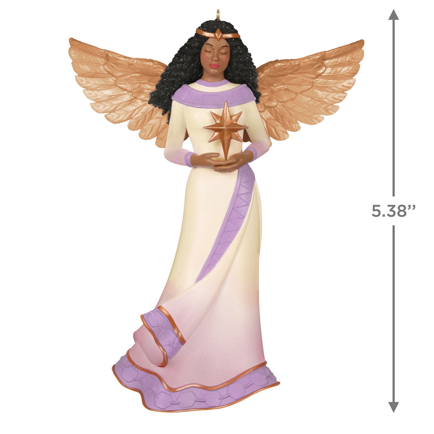 Angel of Light — Hallmark Keepsake Christmas Ornament, detailed design, purple and white gown, cradling a star, 13.7 cm tall