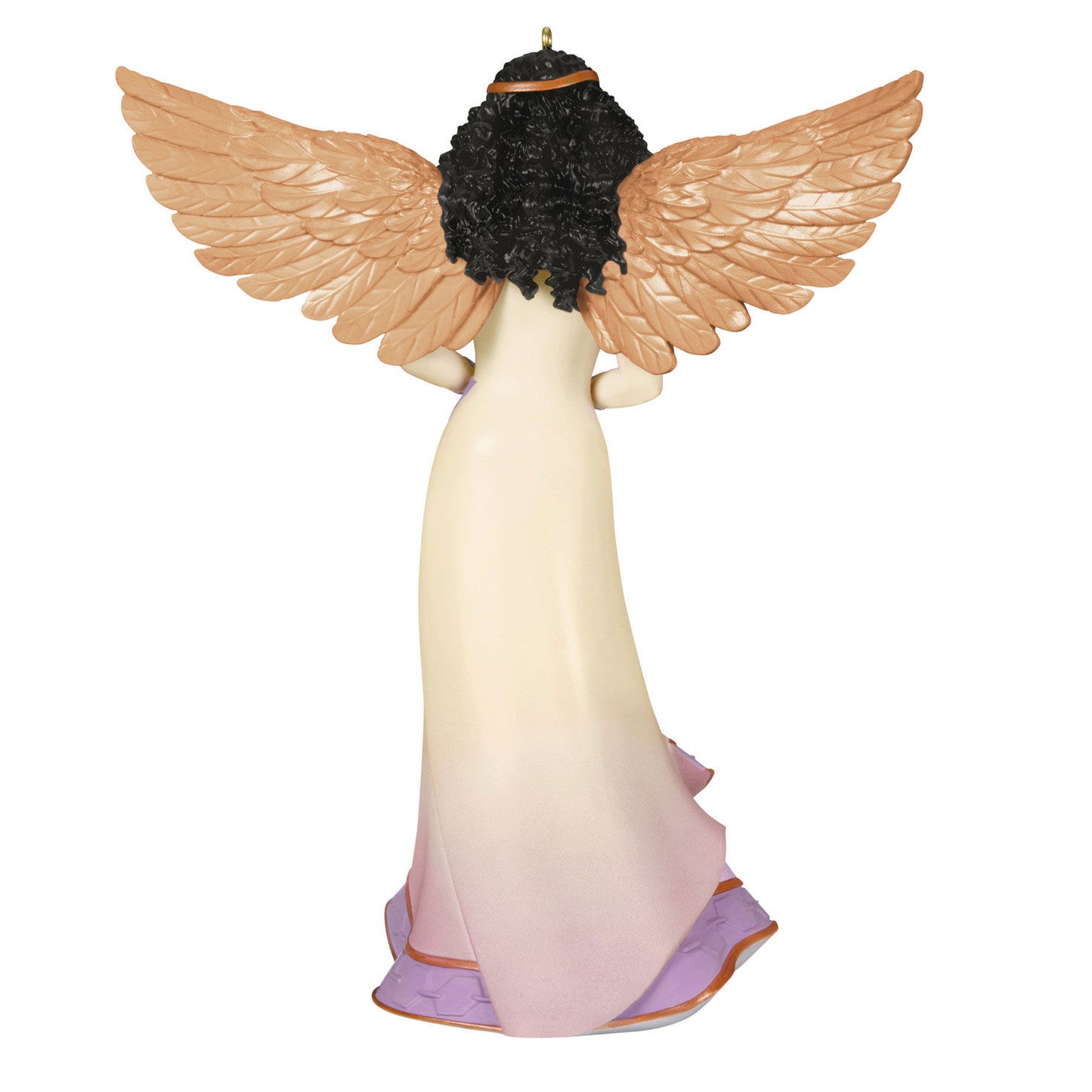 Angel of Light — Hallmark Keepsake Christmas Ornament, angel with detailed wings in white and purple gown, back view.