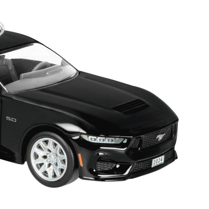 Ford Mustang GT (Metal) — Hallmark Keepsake Christmas Ornament in sleek black, close-up view of front details and year-dated license plate 2024.