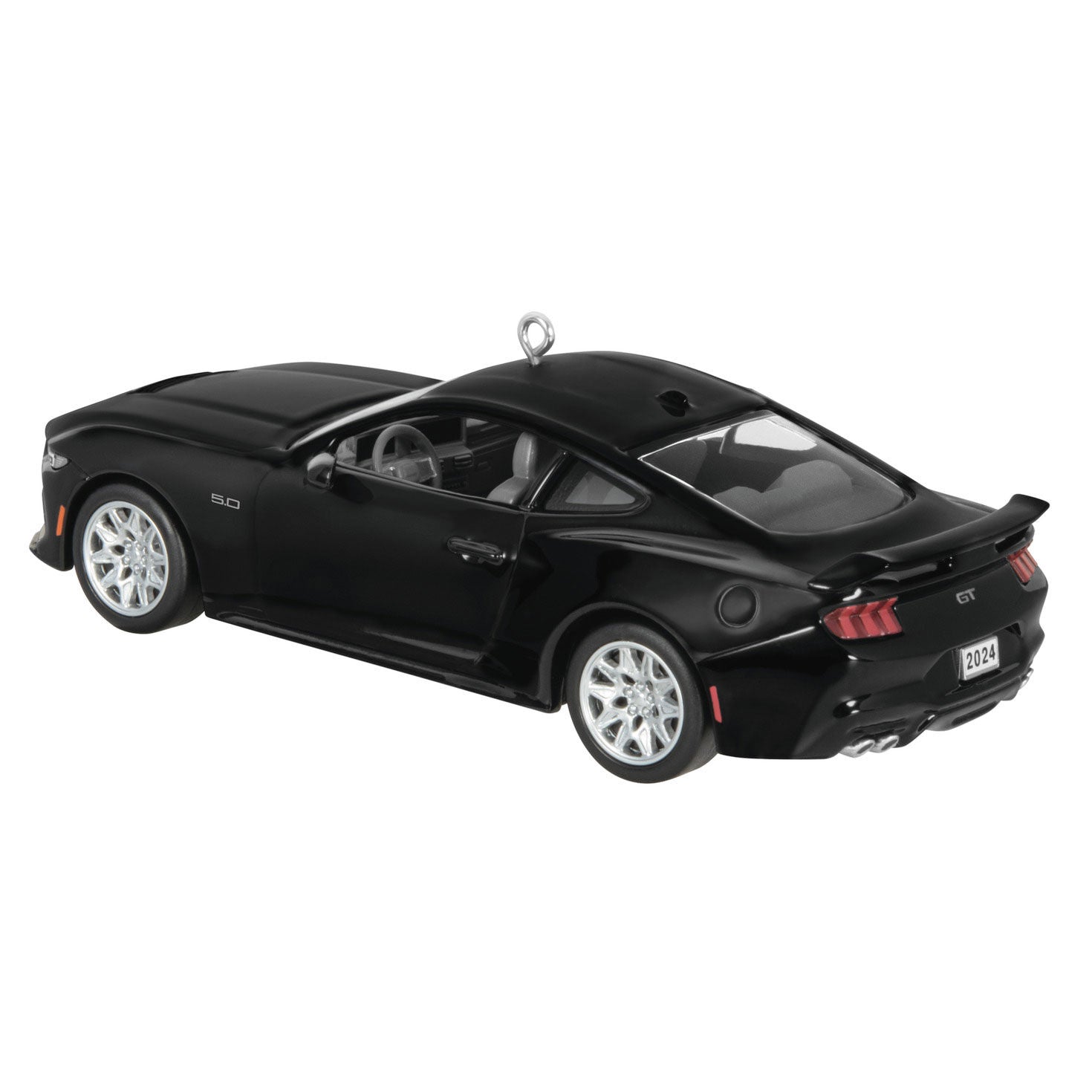 Ford Mustang GT (Metal) — Hallmark Keepsake Christmas Ornament featuring a sleek black design with turning wheels and 2024 licence plate.