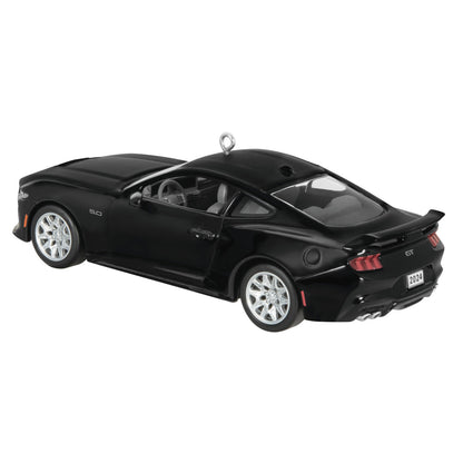 Ford Mustang GT (Metal) — Hallmark Keepsake Christmas Ornament featuring a sleek black design with turning wheels and 2024 licence plate.