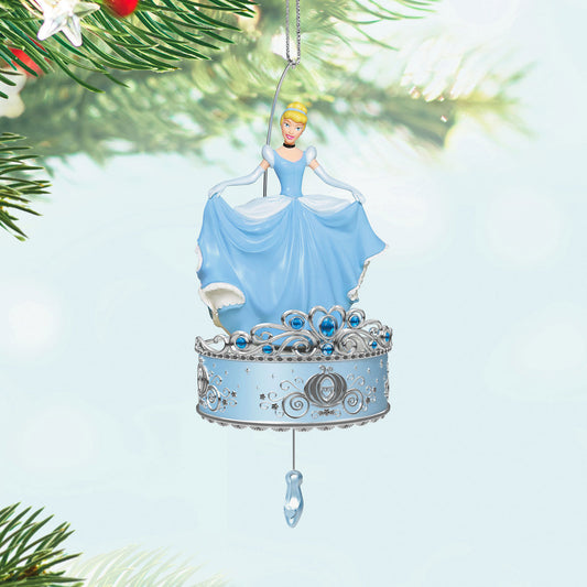 Disney Cinderella, Twirling at the Ball — Hallmark Keepsake Christmas Ornament with Cinderella in a blue gown, twirling on a decorated base.