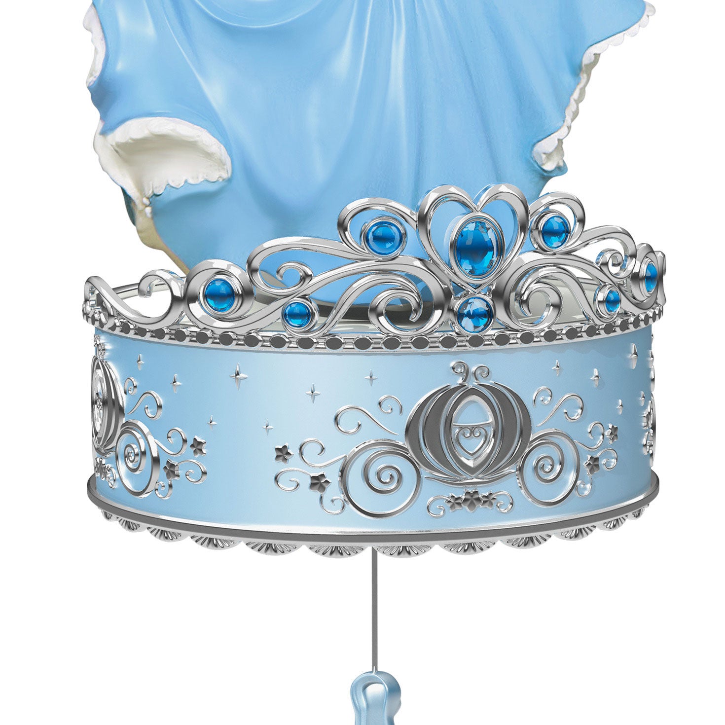 Disney Cinderella, twirling at the ball — Hallmark Keepsake Christmas Ornament with detailed blue ballgown and pumpkin-carriage base.