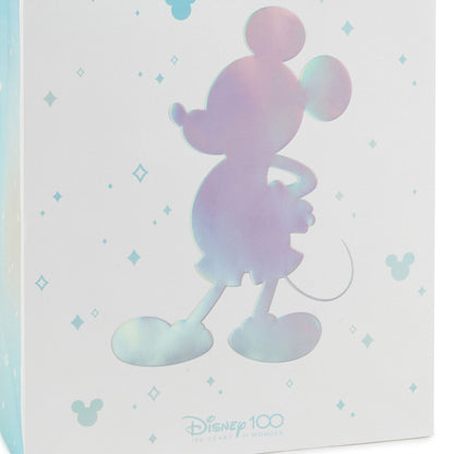 Disney 100 Years of Wonder Large Gift Bag With WonderFill Topper (33cm) featuring iridescent Mickey Mouse silhouette on a white background.