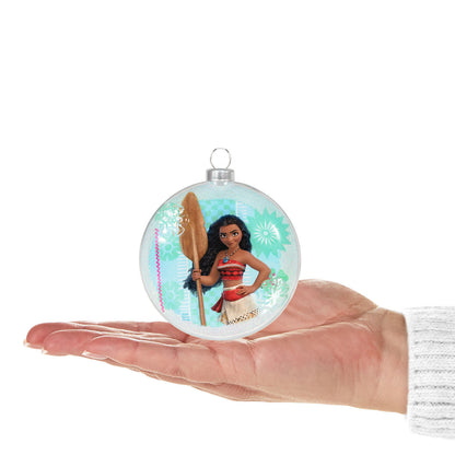 Disney Moana of Motunui (Glass) — Hallmark Keepsake Christmas Ornament, glass decoration held in hand with vibrant colours.