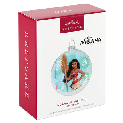 Disney Moana of Motunui (Glass) — Hallmark Keepsake Christmas Ornament in decorative packaging, featuring vibrant colours and design.