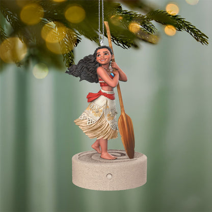 Disney Moana Ready for Adventure Musical — 2026 Hallmark Keepsake Christmas Ornament featuring Moana with an oar, vibrant details and holiday décor backdrop.