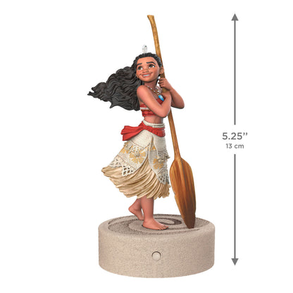 Disney Moana Ready for Adventure Musical — 2026 Hallmark Keepsake Christmas Ornament featuring Moana with oar, 13 cm tall, detailed design.