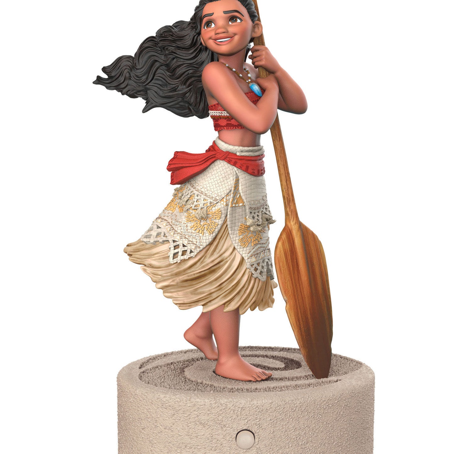 Disney Moana Ready for Adventure Musical — 2026 Hallmark Keepsake Christmas Ornament, figure of Moana holding an oar with intricate details.