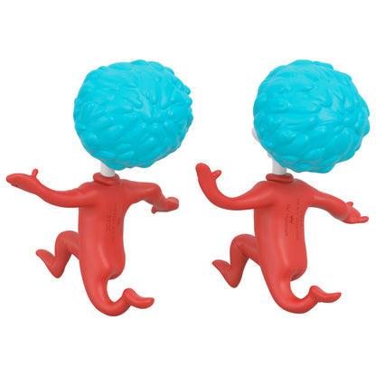Dr. Seuss's The Cat in the Hat™ Thing One and Thing Two ornaments, set of 2, plastic, blue hair, red jumpsuits, rear view