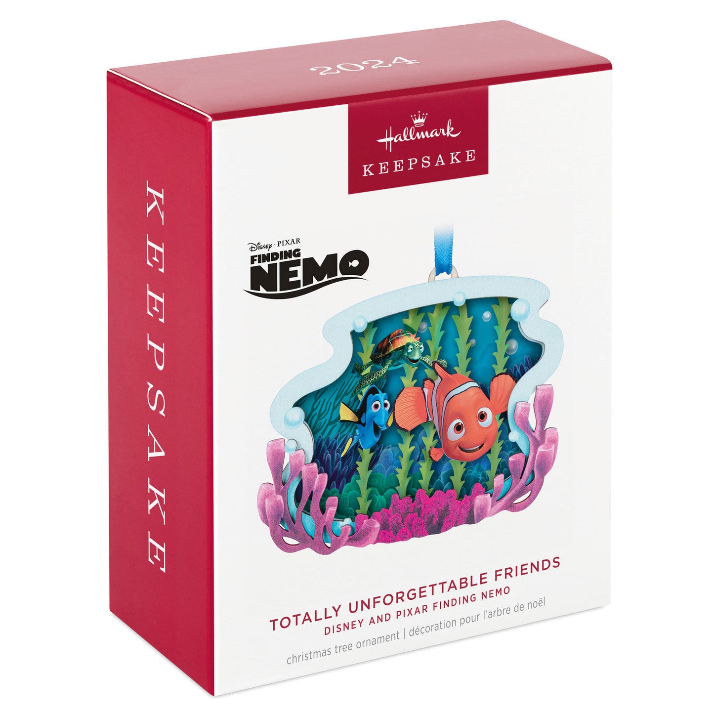Disney and Pixar Finding Nemo, Totally Unforgettable Friends Papercraft Christmas ornament packaging, featuring vibrant colours and character details.