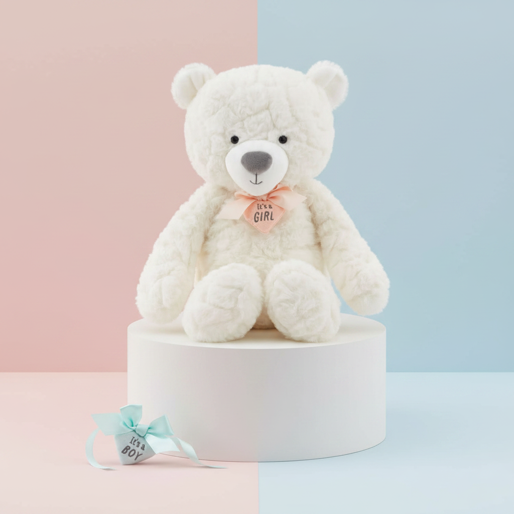 Gender Reveal Teddy Bear Plush With Ribbons