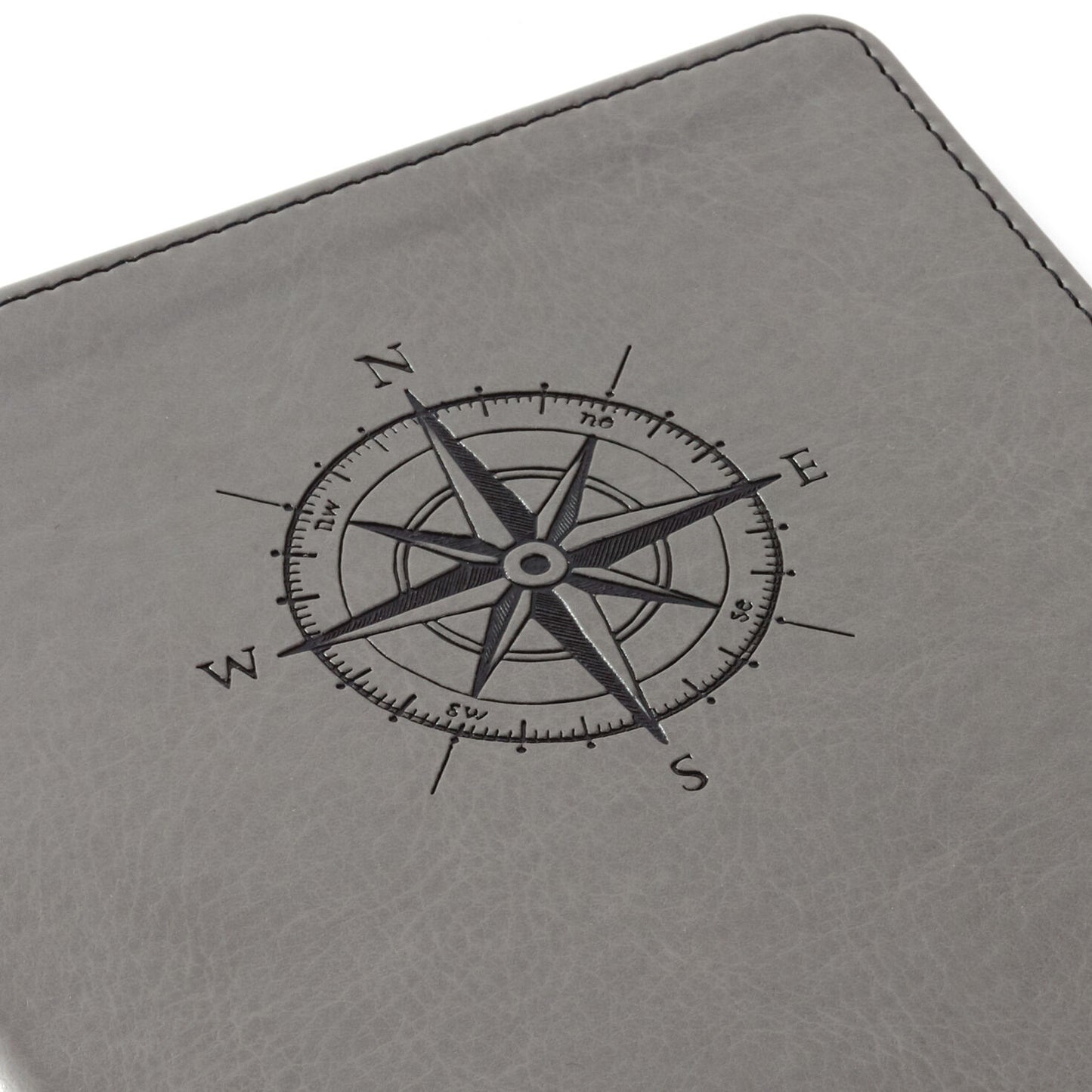 Grey Etched Compass Faux Leather Notebook