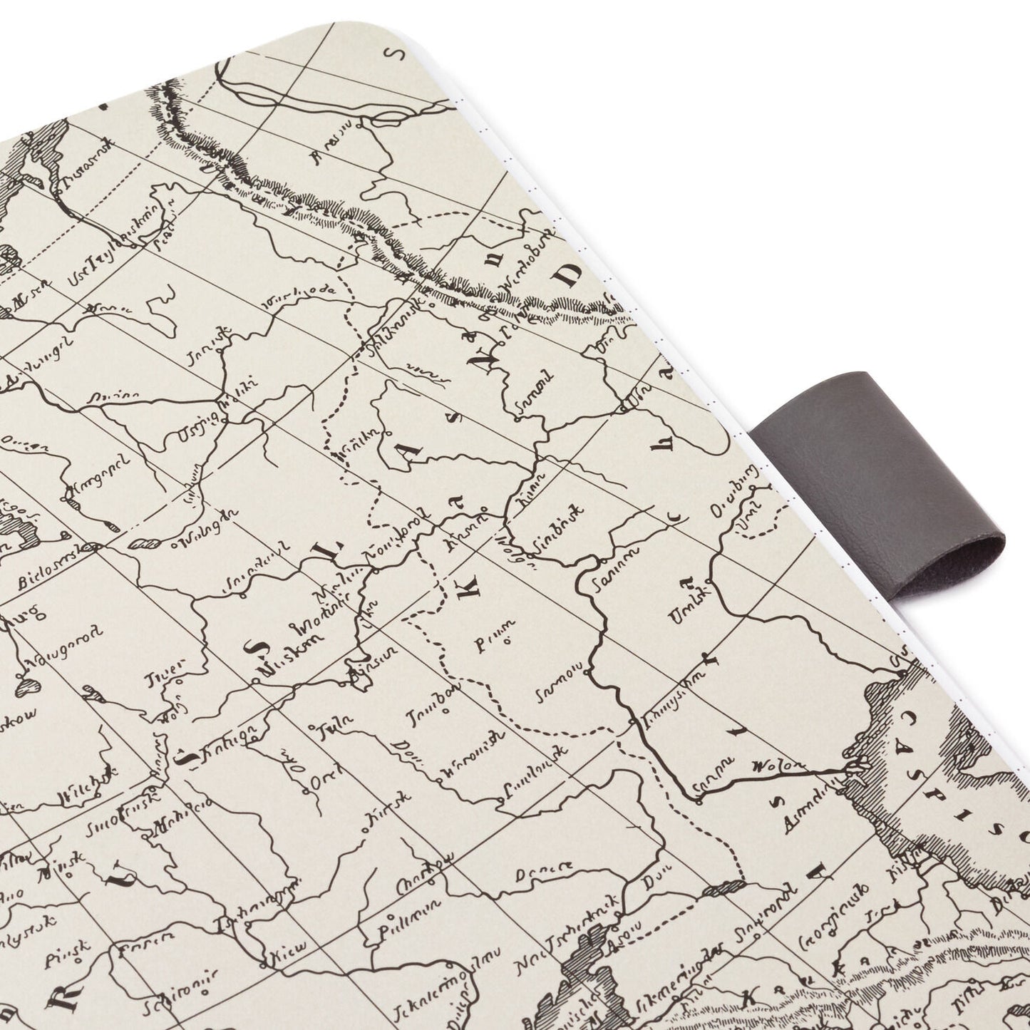 Grey Etched Compass Faux Leather Notebook