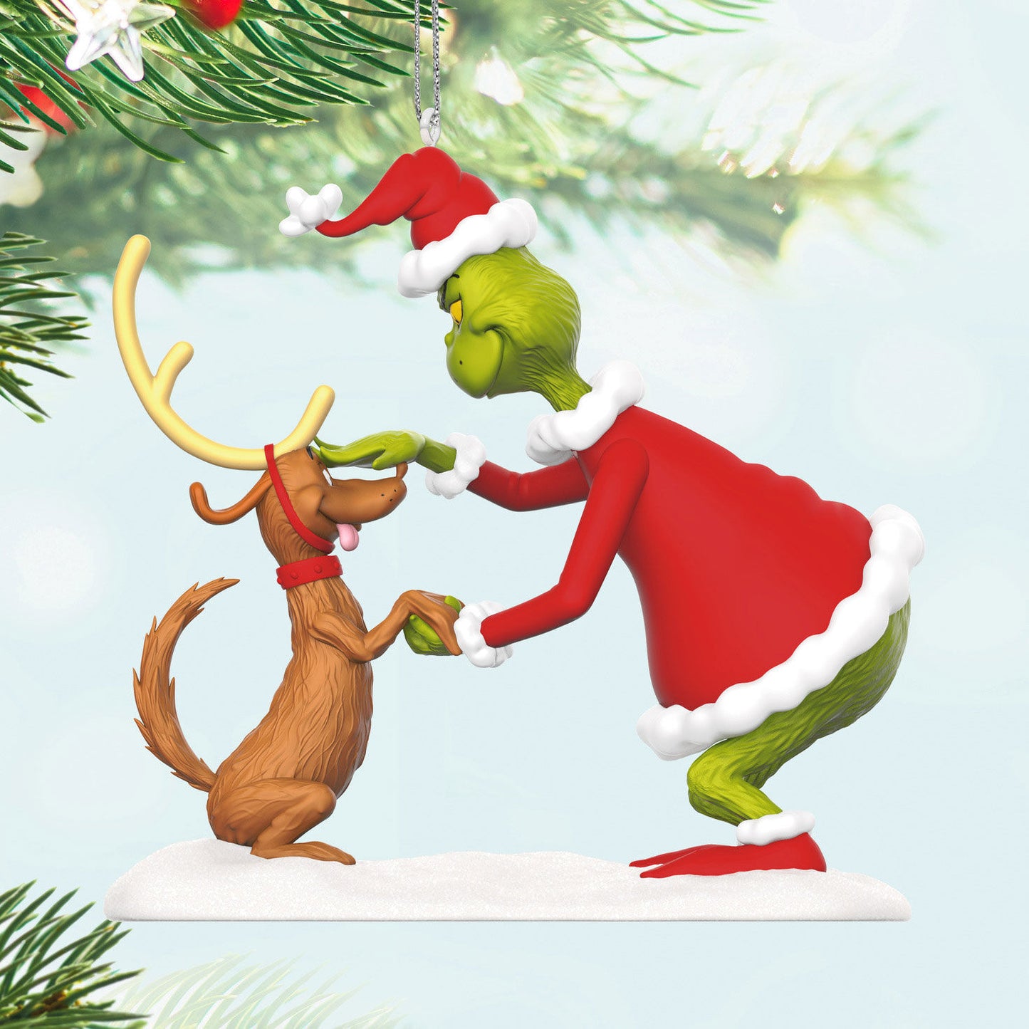 Dr. Seuss's How the Grinch Stole Christmas!™ All I Need Is a Reindeer... — Hallmark Keepsake Christmas Ornament features the Grinch and Max in reindeer antlers, detailed design.