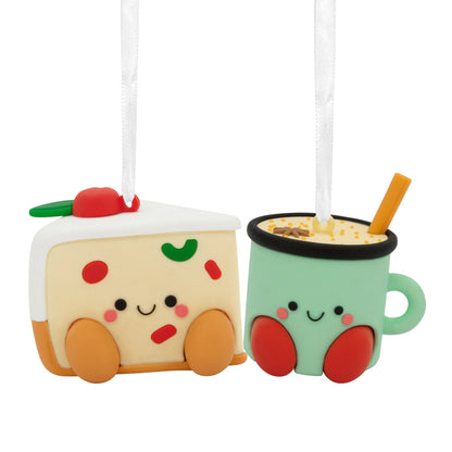 Better Together Fruitcake and Eggnog Magnetic, Shatterproof, Set of 2 - Hallmark Christmas Ornament. Colourful, cute ornaments with smiling designs.