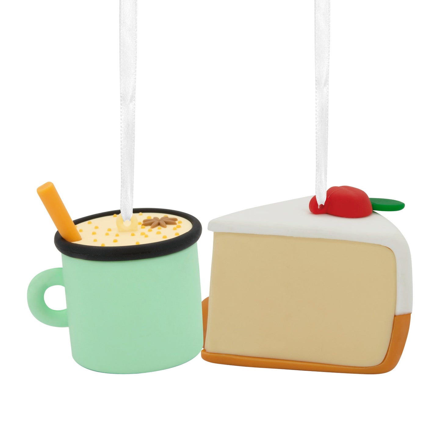 Better Together Fruitcake and Eggnog Magnetic, Shatterproof, Set of 2 - Hallmark Christmas Ornament in close up of fruitcake and eggnog design.
