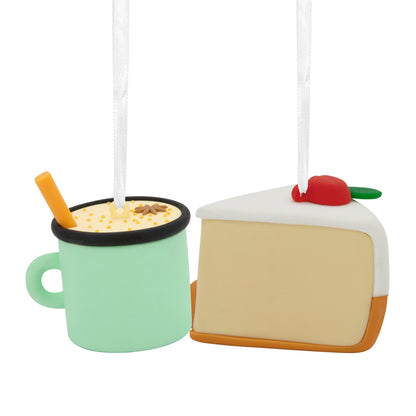 Better Together Fruitcake and Eggnog Magnetic, Shatterproof, Set of 2 - Hallmark Christmas Ornament in close up of fruitcake and eggnog design.